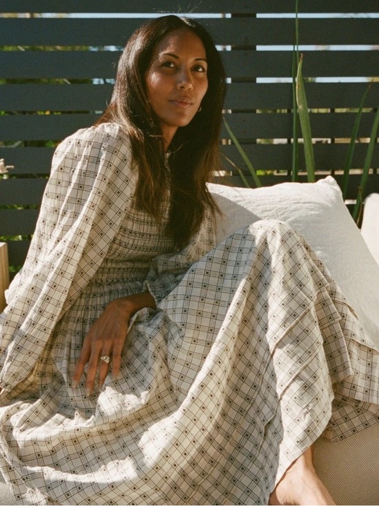 THE GREAT. Dresses & Skirts - THE GREAT Plaid Midi Long Dress in White Cream Black Cottage core Hill house